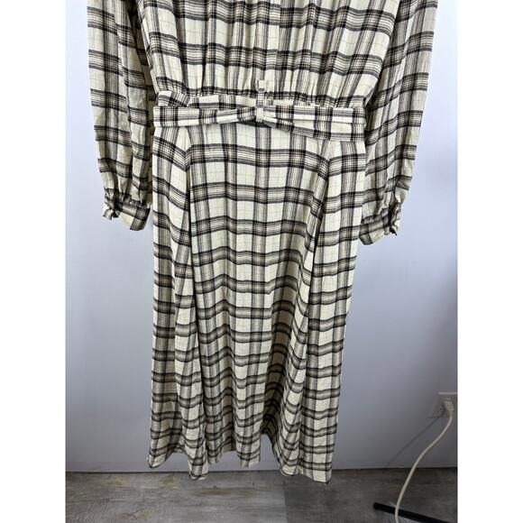 Sezane Lauretta Cream Casablanca Plaid Wool Blend Flannel Maxi Dress Size 42/10 - Picture 16 of 16
